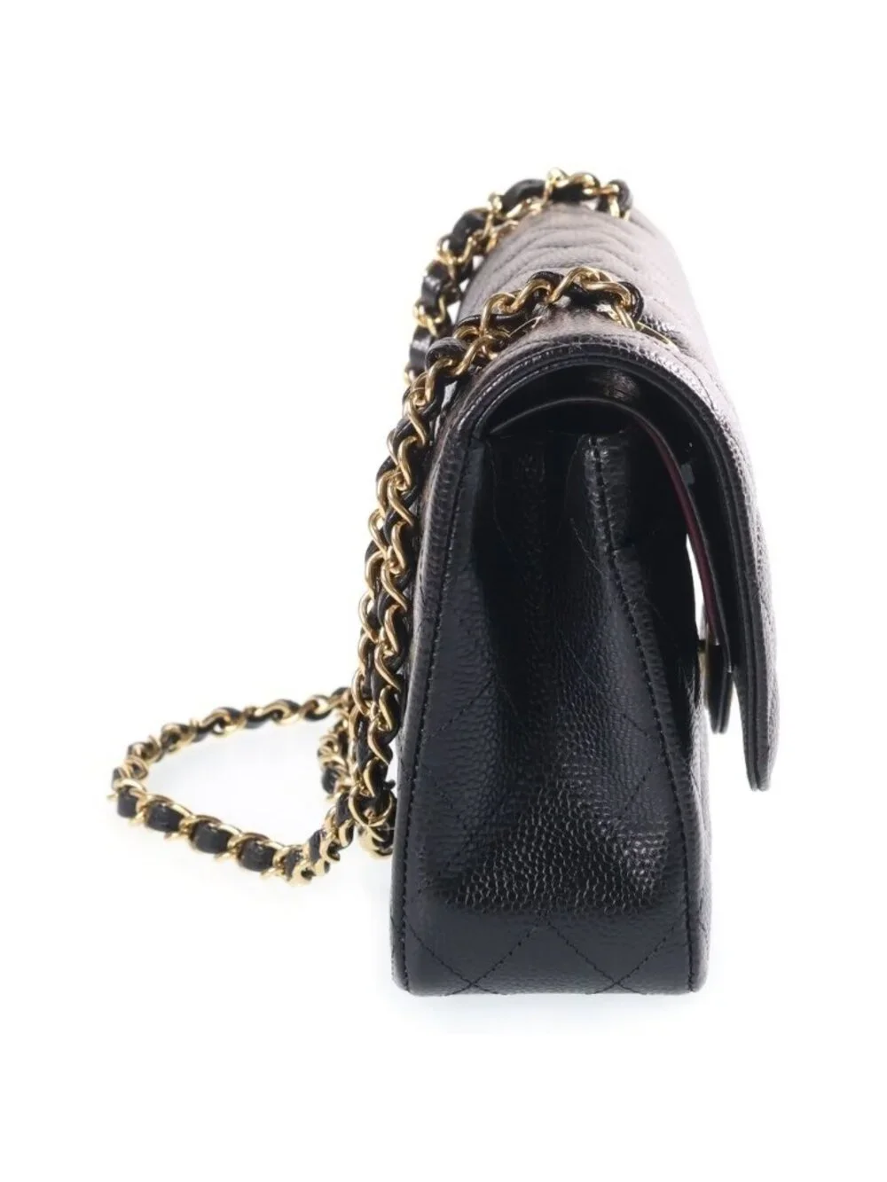 Chanel 25 Caviar Leather Double Flap Chain Shoulder Bag